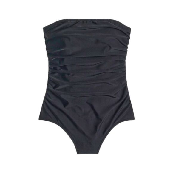 J.Crew Black Strapless One Piece Swimsuit XXS NWT Ruched Lined Classic - Picture 4 of 9
